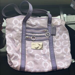 Coach Lavender and Light Pink Tote Bag